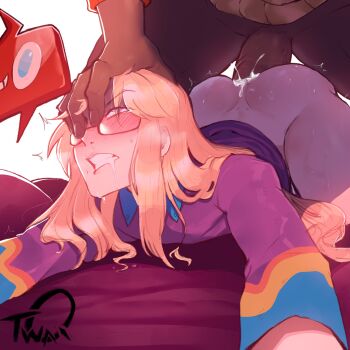 2boys anal androgynous arched_back ass avery_(pokemon) bad_id bad_twitter_id blonde_hair blue_eyes blush bottomless clenched_teeth clothed_sex cum cum_in_ass cum_overflow dark-skinned_male dark_skin doggystyle drooling erection fucked_silly gen_4_pokemon glasses gym_leader hand_on_another&#039;s_head highres interracial large_penis lips long_hair male_focus male_penetrated multiple_boys nintendo nose_blush nyantcha penis pokemon pokemon_(creature) pokemon_swsh raihan_(pokemon) rolling_eyes rotom rotom_phone rough_sex semi-rimless_eyewear sex sex_from_behind snot sweat tears teeth top-down_bottom-up uncensored under-rim_eyewear veins veiny_penis yaoi