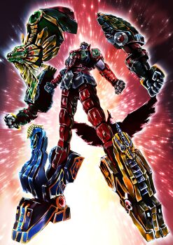 bird clenched_hand commentary dragon firebird_thunderzord gattai gosei_sentai_dairanger griffin_thunderzord highres lion lion_thunderzord mecha mighty_morphin_power_rangers no_humans pegasus phoenix power_rangers qilin_(mythology) red_dragon_thunderzord robot ryuuseioh saban_entertainment sei-houou sei-kirin sei-shishi sei-tenma super_sentai tokusatsu unicorn_thunderzord up7wonfsalmdwnm wings