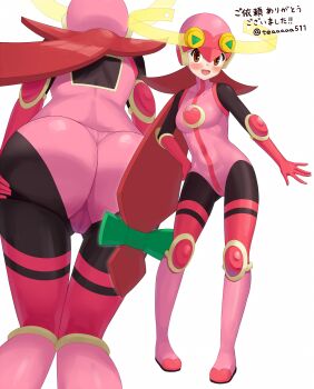 1girl ass bodysuit fusion highres leotard mayl_sakurai_(mega_man) mega_man_(series) mega_man_battle_network roll.exe_(mega_man)