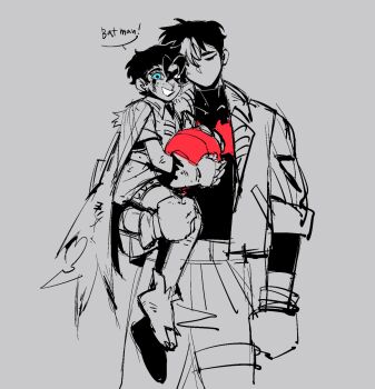 bat_signal batman_(series) batman_symbol be123be_be black_gloves black_hair bodysuit brown_jacket dc_comics domino_mask eye_mask gloves grey_bodysuit highres jacket jason_todd male_focus mask multicolored_bodysuit multiple_boys multiple_persona muscular muscular_male open_clothes pants red_hood_(dc) red_hood_and_the_outlaws red_mask robin_(dc) short_hair sketch superhero_costume taut_bodysuit two-tone_bodysuit