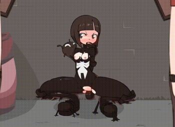 animated animated_gif annoyed arms_behind_back biosuit blush bodysuit brown_eyes brown_hair gif_artifacts living_clothes loli looping_animation marvel md5_mismatch nipples nude oral parasite sex short_hair smug spider-man_(series) spread_legs squatting symbiote tentacle_sex tentacles torn_clothes uncensored vaginal venom_(marvel) yeego