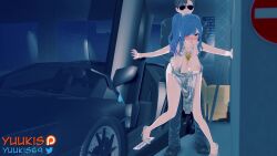 1boy 1girl 3d animated azur_lane blue_hair bouncing_breasts breasts breasts_out car covering_breasts covering_privates doggystyle dress hetero high_heels jiggle koikatsu_(medium) large_breasts motor_vehicle night nipple_slip nipples public_indecency purple_eyes self-upload sex sex_from_behind st._louis_(azur_lane) st._louis_(luxurious_wheels)_(azur_lane) tagme video yuukis