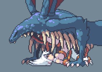 1girl animated animated_gif bestiality bukkake cum cum_in_mouth cum_on_body cum_overflow dark_souls_(series) dark_souls_i dragon dragon_girl dripping excessive_cum facial gaping_dragon interspecies kyrieru legs_up long_hair looping_animation monster monster_girl nude orange_eyes pixel_art priscilla_the_crossbreed sex size_difference solo_focus stomach_bulge tail tail_pull tentacle_sex tentacles white_hair