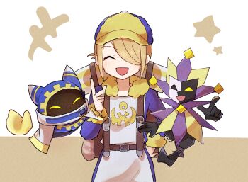+++ 3boys :d ^_^ backpack bag black_skin blonde_hair blue_jumpsuit capelet closed_eyes clown clown_boy colored_skin commentary_request crossover dimentio disembodied_hand facing_viewer fur_collar ginkgo_guild_uniform hair_over_one_eye hand_on_own_hip hand_up happy hat hood index_finger_raised jester jester_boy jumpsuit kirby&#039;s_return_to_dream_land kirby_(series) light_blush long_sleeves magolor male_focus mario_(series) multicolored_skin multiple_boys multiple_crossover nintendo one_eye_covered open_mouth paper_mario pointing pokemon pokemon_legends:_arceus rayman_limbs samusan100 smile spoilers standing star_(symbol) super_paper_mario trait_connection two-tone_skin volo_(pokemon) yellow_headwear