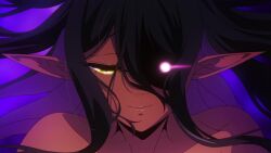 1boy 1girl animated anime_screenshot black_hair blush breasts chotto_dake_ai_ga_omoi_dark_elf_ga_isekai_kara_oikakete_kita collarbone colored_inner_hair completely_nude dark-skinned_female dark_elf dark_skin elf fingernails gradient_hair groin hair_between_eyes highres huge_breasts large_breasts lips long_fingernails mariabelle_(chotto_dake_ai_ga_omoi_dark_elf_ga_isekai_kara_oikakete_kita) multicolored_hair nail_polish nude orange_hair pointy_ears purple_hair sidelocks slit_pupils sound sunohara_hinata tagme two-tone_hair video yellow_eyes