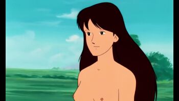 1boy 1girl animated anime_screenshot ass beard black_hair cum facial_hair flashing_light hug implied_sex long_hair nude sound tagme video walking x-ray