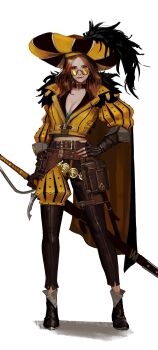 absurdres belt black_feathers feathers glasses hat highres sword tagme weapon