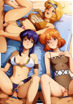 3boys 3girls absurdres ahoge alternate_costume armlet assertive_female beach beach_towel belt bikini black_hair blonde_hair blush braid braided_ponytail breasts brooch brother_and_sister brown_one-piece_swimsuit cleavage clothed_female_nude_male clothed_sex clothing_aside commentary commission commissioner_upload cousins covered_erect_nipples covered_navel english_commentary female_pubic_hair fire_emblem fire_emblem:_genealogy_of_the_holy_war gravydood group_sex hair_ornament hairclip hand_on_own_chest happy_sex heart heart_brooch hetero highres jewelry lana_(fire_emblem) larcei_(fire_emblem) leg_grab long_hair looking_at_another looking_at_viewer lying m_legs male_pubic_hair medium_breasts missionary multiple_boys multiple_girls nail_polish navel nintendo nude on_back one-piece_swimsuit open_mouth orange_bikini orange_hair orgy outdoors patty_(fire_emblem) penis ponytail pubic_hair purple_bikini sand scathach_(fire_emblem) seliph_(fire_emblem) sex shannan_(fire_emblem) short_hair siblings sideboob sidelocks small_breasts smile spread_legs star_(symbol) stomach string_bikini swimsuit swimsuit_aside towel twins vaginal visor_cap white_bikini