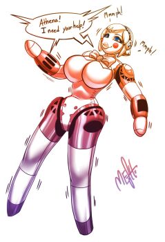 1girl 2019 absurdres aigis_(persona) altus artist_request clothes commentary commission english_commentary english_text female_focus highres meshpet no_pubic_hair nude persona persona_3 sex_doll sex_doll_transformation short_hair transformation