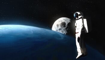 Rule 34 | 1other, absurdres, ambiguous gender, asterion (shadow slave), astronaut, atmospheric layer, bad link, crack, cracked glass, floating, full body, gloxartx, helmet, highres, moon, other focus, planet, shadow slave, sky, solo, space, space helmet, spacesuit, star (sky), starry sky