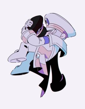 Rule 34 | 1boy, chibi, chibi only, coat, commentary request, crying, emmet (pokemon), full body, hat, highres, holding, holding unworn clothes, holding unworn hat, kari (user grrs8577), lonely, long sleeves, male focus, nintendo, peaked cap, pokemon, pokemon bw, sad, simple background, solo, unworn hat, unworn headwear, white coat, white hat