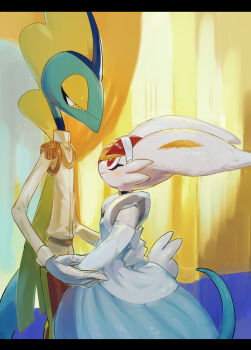 2boys black_choker blue_headband blush body_fur choker cinderace cinderella_(disney)_(cosplay) cinderella_(disney_character) cinderella_(disney_movie) clothed_pokemon cosplay crossdressing crossdressing_(mtf) crossover disney disney_princess dress furry furry_male gen_8_pokemon gown headband highres inteleon multiple_boys nintendo pokemon pokemon_(creature) prince prince_charming_(disney) prince_charming_(disney)_(cosplay) princess rabbit_boy red_fur reptile_boy white_fur yaoi zl0dly5r0i35858