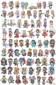 Rule 34 | >:), 6+girls, :>, :d, :o, :p, ;), absurdres, aki minoriko, aki shizuha, alice margatroid, anchor hat ornament, anchor print, animal ear fluff, animal ears, animal print, antennae, apron, arm ribbon, arm up, artist name, ascot, asymmetrical wings, back bow, backpack, bag, barefoot, basket, bat wings, beret, between legs, bird ears, bird girl, bird wings, black ascot, black boots, black bow, black bowtie, black capelet, black hairband, black hat, black pants, black ribbon, black sandals, black shirt, black shoes, black skirt, black vest, blonde hair, bloomers, blue boots, blue bow, blue cape, blue dress, blue eyes, blue flower, blue hair, blue hat, blue kimono, blue ribbon, blue shoes, blue skirt, blue tabard, blue vest, blunt bangs, blush, blush stickers, book, boots, bow, bow hairband, bowler hat, bowtie, braid, bright pupils, broom, brown boots, brown bow, brown dress, brown eyes, brown hair, brown hat, brown horns, brown sandals, brown shirt, brown shoes, brown socks, bucket, buttons, cape, capelet, cat ears, cat girl, cat tail, center frills, checkered clothes, chen, chibi, chibi only, cirno, claw pose, closed eyes, closed mouth, coat, collared shirt, collared vest, commentary request, contrast collar, control rod (touhou), crescent, crescent hat ornament, crossed arms, crystal wings, cup, daiyousei, demon wings, detached sleeves, detached wings, dog ears, dog girl, double-breasted, double-parted bangs, double horizontal stripe, dress, drill hair, drooling, dual wielding, earclip, everyone, expressionless, eye contact, fairy wings, fang, fangs, fingernails, flandre scarlet, flat cap, floating mask, floppy ears, flower, food, footwear bow, fox girl, fox hat, fox mask, fox tail, frilled apron, frilled hat, frilled ribbon, frilled shawl, frilled skirt, frilled sleeves, frills, frog hair ornament, frolicking fairies of gensokyo (touhou), front ponytail, fruit, fujiwara no mokou, full body, futatsuiwa mamizou, gap (touhou), geta, ghost tail, gohei, grape hat ornament, green bow, green bowtie, green eyes, green hair, green hat, green nails, green ribbon, green shoes, green skirt, green vest, grey capelet, grey hair, grin, hair between eyes, hair bobbles, hair bow, hair flower, hair ornament, hair ribbon, hair rings, hair stick, hair tubes, hairband, hakurei reimu, hand between legs, hand fan, hand on own chest, hands in opposite sleeves, hands on own hips, hands up, hat, hat bow, hat ornament, hat ribbon, hata no kokoro, hauchiwa, head wings, heart, heart of string, hieda no akyuu, highres, hijiri byakuren, himekaidou hatate, hinanawi tenshi, hitodama print, holding, holding basket, holding book, holding broom, holding cup, holding fan, holding flower, holding gohei, holding hands, holding instrument, holding jewelry, holding knife, holding mushroom, holding own skirt, holding phone, holding polearm, holding ring, holding scythe, holding shield, holding smoking pipe, holding sword, holding trumpet, holding umbrella, holding violin, holding weapon, holding with tail, holding wrench, hong meiling, horn ornament, horn ribbon, horns, hoshiguma yuugi, houjuu nue, houraisan kaguya, ibuki suika, ice, ice wings, in bucket, in container, inaba tewi, index finger raised, instrument, inubashiri momiji, izayoi sakuya, japanese clothes, jewelry, kaenbyou rin, kagiyama hina, kaku seiga, kamishirasawa keine, karakasa obake, kasodani kyouko, kawashiro nitori, kazami yuuka, key, key necklace, keyboard (instrument), kimono, kirisame marisa, kisume, knees up, knife, koakuma, kochiya sanae, komeiji koishi, komeiji satori, konpaku youmu, kumoi ichirin, kurodani yamame, lapel pin, leaf hair ornament, leg up, letty whiterock, lily pad, lily white, long fingernails, long hair, long skirt, long sleeves, looking at another, looking at viewer, looking back, lotus hair ornament, low-tied long hair, luna child, lunasa prismriver, lying, lyrica prismriver, maid, maid headdress, mandarin orange, maribel hearn, mask, medicine melancholy, merlin prismriver, miyako yoshika, mizuhashi parsee, mob cap, mononobe no futo, moriya suwako, motion lines, mouse (animal), mouse ears, mouse girl, mouse tail, mouth drool, multicolored hair, multicolored wings, multiple girls, multiple hair bows, multiple tails, murasa minamitsu, mushroom, music, musical note, mystia lorelei, nagae iku, nazrin, neck ribbon, necklace, necktie, nekomata, no shoes, nose blush, off shoulder, ofuda, ofuda on head, okobo, on side, one eye closed, one side up, oni mask, onozuka komachi, open clothes, open mouth, open vest, orange hair, orb, outstretched arm, outstretched arms, pants, parted bangs, patchouli knowledge, peach hat ornament, phone, pinafore dress, pink bow, pink bowtie, pink dress, pink hair, pink hat, pink shawl, pink shirt, pink shoes, plaid clothes, plaid skirt, plaid vest, platform sandals, playing instrument, polearm, pom pom (clothes), prehensile tail, print skirt, puff of air, purple boots, purple bow, purple bowtie, purple cape, purple dress, purple eyes, purple hair, purple hat, purple ribbon, purple skirt, purple tabard, purple vest, pyramid (geometry), rabbit ears, rabbit girl, raccoon ears, raccoon girl, raccoon tail, rainbow gradient, red apron, red ascot, red bow, red cape, red dress, red eyes, red flower, red hair, red hairband, red hat, red necktie, red pants, red ribbon, red sandals, red shoes, red skirt, red vest, reisen udongein inaba, reiuji utsuho, remilia scarlet, ribbon, ribbon-trimmed skirt, ribbon trim, ring, ritual baton, robe, rod of remorse, rope, rubber boots, rumia, saigyouji yuyuko, sailor collar, sailor shirt, sakazuki, sandals, scroll, scythe, shameimaru aya, shawl, shield, shiki eiki, shimenawa, shirt, shoes, short hair, short sleeves, sidelocks, simple background, single braid, single hair tube, single horn, single sidelock, sitting, skin fang, skirt, skirt set, sleeping, sleeveless, sleeveless dress, sleeveless shirt, smile, smoking pipe, snake, snake hair ornament, snow rabbit, socks, spear, spread arms, standing, star (symbol), star hat ornament, star print, star sapphire, striped clothes, striped dress, striped skirt, su-san, sunny milk, suspenders, sweatdrop, swinging weapon, sword, tabard, tail, tatara kogasa, tate eboshi, tengu-geta, third eye, tiger print, tokin hat, tongue, tongue out, toramaru shou, touhou, toyosatomimi no miko, trembling, triangular headpiece, trumpet, twin braids, twintails, two-tone bow, two-tone dress, two-tone hair, two-tone skirt, two side up, two tails, umbrella, underwear, unzan, usami renko, uzumaki osushi, v-shaped eyebrows, vertical-striped clothes, vertical-striped dress, vest, violin, waist apron, weapon, white apron, white background, white bloomers, white bow, white bowtie, white capelet, white dress, white hat, white pupils, white shawl, white shirt, white shoes, white sleeves, white socks, white umbrella, white vest, wide sleeves, winged hat, wings, witch hat, wolf ears, wolf girl, wolf tail, wrench, wriggle nightbug, yagokoro eirin, yakumo ran, yakumo yukari, yasaka kanako, yatagarasu, yellow ascot, yellow bow, yellow bowtie, yellow eyes, yellow ribbon, yellow shirt, zombie pose, zzz