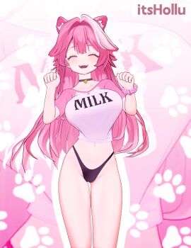 3d animated bouncing_breasts breasts crop_top cropped_shirt hololive hololive_english huge_breasts itshollu long_hair looping_animation midriff narrow_waist navel open_mouth pink_hair raora_panthera smile tagme teeth thick_thighs thighs thong video virtual_youtuber wide_hips