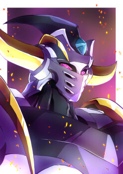 burning embers fire grendizer_u highres horns mecha mecha_focus no_humans red_eyes robot science_fiction solo super_robot taiga_hiroyuki ufo_robo_grendizer zeoradizer