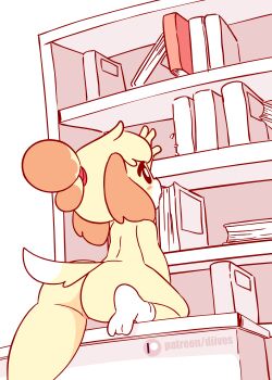 1girl animal_crossing animated animated_gif anus ass diives female_focus from_behind fur furry highres isabelle_(animal_crossing) nintendo nude pussy solo solo_focus tail