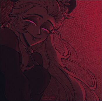 Rule 34 | 1girl, blonde hair, blush stickers, commentary, couple, demon girl, demon horns, english commentary, hair slicked back, hazbin hotel, hellaverse, horns, husband and wife, jelly bear2, lilith (hazbin hotel)