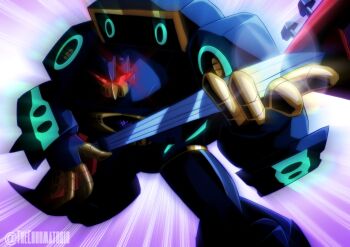 absurdres assault_visor decepticon electric_guitar guitar helmet highres insignia instrument mask mecha mouth_mask red_visor robot science_fiction solo soundwave_(transformers) thechromatroid transformers transformers_animated