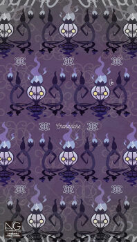 blue_fire chandelier chandelure fire gen_5_pokemon ghost highres looking_at_viewer meme_(sleepsheep) nintendo no_humans pokemon pokemon_(creature) pokemon_focus purple_fire yellow_eyes