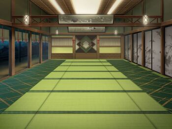artist_request ceiling_light game_cg indoors lantern magia_record:_mahou_shoujo_madoka_magica_gaiden mahou_shoujo_madoka_magica night no_humans official_art paper_lantern railing scenery shouji shrine sliding_doors sunlight tatami tree veranda