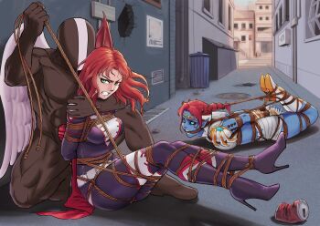 bdsm bondage bound defeat gag highres kidnapping original restrained root001 rope shibari shibari_over_clothes