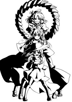 Rule 34 | 3girls, absurdres, crossed arms, frog hair ornament, group picture, gunbuster pose, hair ornament, hair tubes, hat, highres, kochiya sanae, leaf hair ornament, long hair, moriya suwako, multiple girls, ototachibana rai, rope, shimenawa, short hair, single hair tube, smile, snake hair ornament, touhou, wind, yasaka kanako