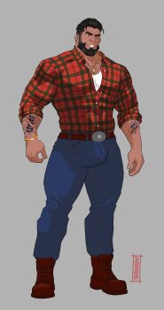 absurdres bad_tag bara beard facial_hair helmet highres large_pectorals muscular muscular_male non-web_source pectorals sergray999