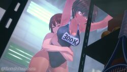 1boy 1girl 3d against_wall age_difference animated anna_anon artist_name audible_internal_cumshot blue_one-piece_swimsuit bouncing_breasts breasts brown_eyes brown_hair closed_eyes closed_mouth clothing_aside collarbone constricted_pupils covered_erect_nipples cowboy_shot cum cum_in_pussy dark-skinned_female dark_skin day ejaculation embarrassed from_below height_difference hetero highres hug hug_from_behind indoors interior koikatsu_(medium) large_breasts looking_afar matching_hair/eyes moaning nervous number_print one-piece_swimsuit one-piece_swimsuit_aside onee-shota original parted_lips penis pussy reiishorny rubyredva sex sex_from_behind short_hair shota size_difference solo_focus sound standing standing_sex surprised swimsuit tagme teeth testicles third-party_edit tomboy uncensored vaginal video wavy_mouth