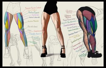 Rule 34 | 1girl, anatomy, ass, black border, bone, border, commentary, glutes, high heels, highres, label, lower body, muscular, muscular female, original, skeleton, the antin
