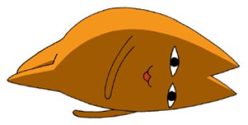 Rule 34 | <|> <|>, :3, azumanga daiou, bad source, black eyes, cat, commentary request, defeat, lowres, lying, maso (ascii art), mihama chiyo's father, no humans, on side, open mouth, simple background, smile, solo, white background, yellow cat