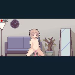 1girl analog_clock animated arm_support bad_id bad_twitter_id bar_censor blush censored clock couch dildo dildo_riding female_focus female_masturbation female_orgasm flat_chest heart heavy_breathing lamp letterboxed light_brown_hair loli masturbation mirror nipples nude object_insertion open_mouth orgasm original pixel_art plant potted_plant recording sex_toy solo sotie stomach_bulge vaginal vaginal_object_insertion video wall_clock video