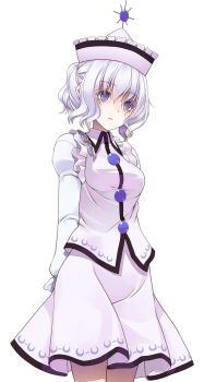 Rule 34 | 1girl, arms behind back, blush, buttons, closed mouth, collared shirt, commentary request, cowboy shot, crescent print, crote, frilled shirt, frilled sleeves, frills, hair between eyes, hat, highres, juliet sleeves, large variant set, long sleeves, looking at viewer, medium skirt, merlin prismriver, pink hat, pink shirt, pink skirt, puffy sleeves, purple eyes, shirt, short hair, skirt, solo, standing, tachi-e, touhou, transparent background, variant set, white hair, white shirt, wide-eyed