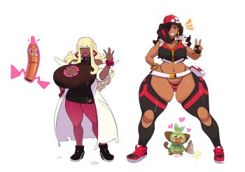 1boy 1other 2girls adapted_costume aftersex alternate_form amber_(carmessi) animal_ears ass ass_focus black_hair blonde_hair breasts brown_eyes carmessi character_name cleavage_cutout clothing_cutout cum dark-skinned_female dark_skin demon_girl dildo earrings ejaculation fingerless_gloves full_body gala_(carmessi) gen_4_pokemon gen_8_pokemon gloves grabbing_own_ass grookey hand_on_own_hip handjob heart highres holding holding_stick hoop_earrings huge_breasts jewelry lab_coat long_hair looking_at_another looking_at_viewer moaning monkey monkey_tail mother_and_daughter multiple_girls nintendo numbered one_eye_closed parody penis plump pokemon pokemon_(creature) pokemon_swsh revealing_clothes rotom rotom_(other) sex_toy shiny_skin smile standing stick tail thick_thighs thighhighs thighs thong very_long_hair wide_hips wink