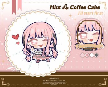 Rule 34 | 1girl, banner, bare shoulders, belt, black belt, black bow, black ribbon, blunt bangs, blush stickers, bow, bow choker, bowtie, buttons, center frills, chibi, chinese commentary, choker, close-up, color guide, commentary request, commission, english text, eyes visible through hair, frilled shirt, frilled skirt, frilled sleeves, frills, gradient background, hair bow, hair ribbon, happy, heart, highres, infinity nikki, long hair, long sidelocks, long skirt, long sleeves, low twintails, nikki (nikki), nikki (series), off-shoulder shirt, off shoulder, one eye closed, open mouth, perfect start (infinity nikki), picture frame, pink background, pink bow, pink bowtie, pink choker, pink eyes, pink hair, pink shoes, pink skirt, pleated skirt, print skirt, puffy long sleeves, puffy sleeves, ribbon, sample watermark, shirt, shoes, sidelocks, single stripe, skirt, smile, socks, solo, sparkle, striped bow, striped bowtie, striped clothes, tress ribbon, twintails, v, very long hair, watermark, wavy hair, white shirt, white socks, yuebandenghun15746