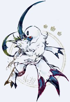 absol animal_focus bright_pupils bwmtk1110 claws closed_mouth fluffy full_body gen_3_pokemon highres horns mane neck_fur nintendo no_humans pokedex_number pokemon pokemon_(creature) pokemon_focus red_eyes simple_background single_horn solo standing white_background white_fur white_pupils