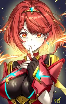 breasts highres kenichiart large_breasts pyra_(xenoblade) red_eyes red_hair short_hair xenoblade_chronicles_(series) xenoblade_chronicles_2