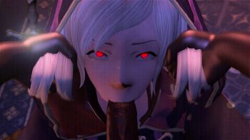 1boy 1girl 20s 3d amateurthrowaway animated animated_gif black_gloves book corruption dark-skinned_male dark_skin domination erection fellatio female_robin_(fire_emblem) fire_emblem fire_emblem_awakening fire_emblem_warriors floor gloves glowing glowing_eyes grabbing_another's_hair grabbing_another's_twintails grima_(fire_emblem) hetero holding_another's_hair hood indoors intelligent_systems kneeling long_hair looking_at_viewer looking_down looping_animation magic nintendo on_floor open_mouth oral penis possessed possession pov pulling red_eyes solo_focus source_filmmaker_(medium) standing staring sword tecmo twintails uncensored weapon white_hair