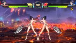 2girls 3d animated axe blue_hair bound breasts captured chain dnf_duel dungeon_and_fighter female_priest_(dungeon_and_fighter) grey_eyes highres inquisitor_(dungeon_and_fighter) multiple_girls nipples nude nude_filter nude_mod ponytail sound tagme third-party_edit video
