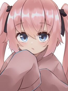 blue_eyes milim_nava non-web_source pink_hair pink_sweater sleeves_past_fingers sleeves_past_wrists sweater twintails