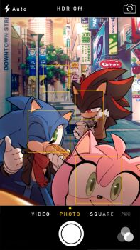 Rule 34 | amy rose, black fur, black hair, blue fur, blue hair, building, camera, camera phone, cellphone, cellphone photo, chao (sonic), chili dog, city, coffee, eating, gloves, green eyes, hairband, hedgehog, jacket, japanese text, kiioki11, medium hair, one eye closed, petite, phone, pink fur, pink hair, red eyes, red fur, red hair, scarf, sega, selfie, shadow the hedgehog, shop, shopping, smile, sonic (series), sonic the hedgehog, spiked hair, thumbs up, tokyo (city), wink, winter