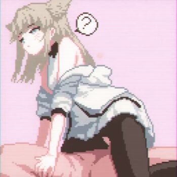 1boy 1girl ? animal_ears animated arknights arknights:_endfield bare_shoulders bird_ears bird_girl black_pantyhose black_trim blinking blue_eyes breasts closed_mouth clothed_female_nude_male completely_nude cowgirl_position dress grey_hair hands_on_another's_chest heart hetero hypnosis jacket leleka long_hair looping_animation medium_breasts mind_control nude off_shoulder open_clothes open_jacket pantyhose perlica_(arknights) pink_background pixel_art scanlines sex sleeveless sleeveless_dress speech_bubble straddling tagme torn_clothes torn_pantyhose video white_dress white_jacket