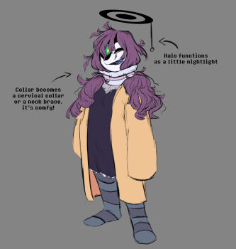 1girl breasts deltarune dress english_text halo halojack_(huecycles) highres huecycles large_breasts original sharp_teeth solo solo_focus standing teeth tongue utdr_(toby_fox)