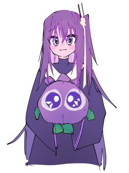 1girl 1other buruburu_kun color_connection cropped_torso dress flat_color highres long_hair purple_eyes purple_hair radio_antenna side_ponytail sidelocks simple_background tsukumo_shion undershirt utau white_background yuyu_no_suke