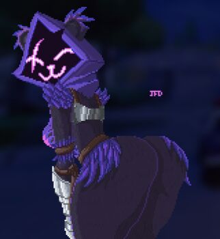 1girl ass fortnite from_behind furry furry_female highres huge_ass looking_back original pixel_art raven_team_leader thejduck thick_thighs thighs wide_hips