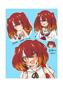 1girl black_choker blush book choker commentary_request holding holding_book medium_hair open_mouth red_hair school_uniform simple_background tomtom2004tom upper_body watashi_wo_tabetai_hitodenashi yashiro_miko yellow_eyes