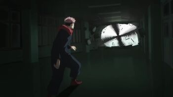 Rule 34 | 1girl, 2boys, animated, anime screenshot, battle, blood, crotch kick, destruction, itadori yuuji, jujutsu kaisen, kicking, multiple boys, short hair, sound, tagme, video