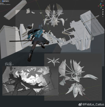 1girl 1other 3d animal_ears artist_name black_gloves black_hair black_pantyhose black_skirt blender_(medium) blender_(software) blue_jacket braid building chinese_commentary commentary_request ethereal_(zenless_zone_zero) fiddle_cattus fighting fire flaming_sword flaming_weapon fox_ears fox_girl from_behind full_body gloves half_up_braid high-waist_skirt high_heels highres holding holding_sheath holding_sword holding_weapon hoshimi_miyabi jacket katana long_hair long_skirt making-of monochrome nineveh_(zenless_zone_zero) pantyhose running sheath single_glove single_wide_sleeve skirt sword watermark weapon weibo_watermark zenless_zone_zero