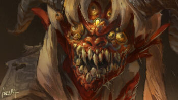 1girl bishoujo_senshi_sailor_moon demon demon_girl derivative_work extra_eyes horns horror_(theme) james_bousema monster monster_girl sailor_moon sailor_moon_redraw_challenge_(meme) saliva screenshot_redraw segmented_horns sharp_teeth teeth tsukino_usagi what yellow_eyes