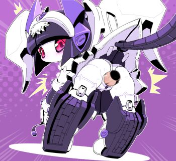 1girl ^^^ ass censored commentary_request disembodied_penis gothic_mates hetero looking_back medarot mosaic_censoring nollety penis purple_background pussy robot robot_girl sex vaginal variant_set