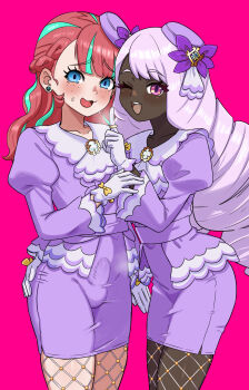 1boy 1girl bad_tag bulge crossdressing cutiemachina dark erection erection_under_clothes fishnets freckles gloves highres jacinthe_(pokemon) nintendo paxton_(pokemon) pokemon thighhighs trap